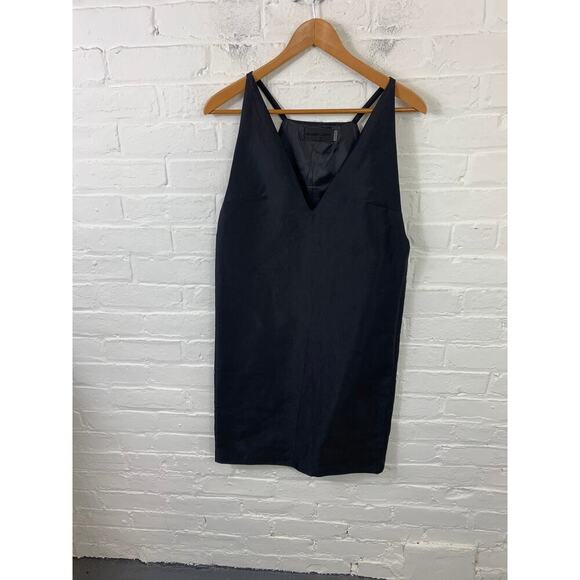 Blaque Label Women's V-Neck Deep Silk Slip Mini Dress Solid Black Size XS - Picture 1 of 5